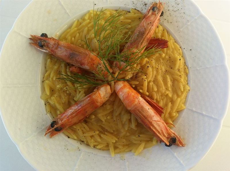 Shrimp orzo — kritharoto with whole shrimp